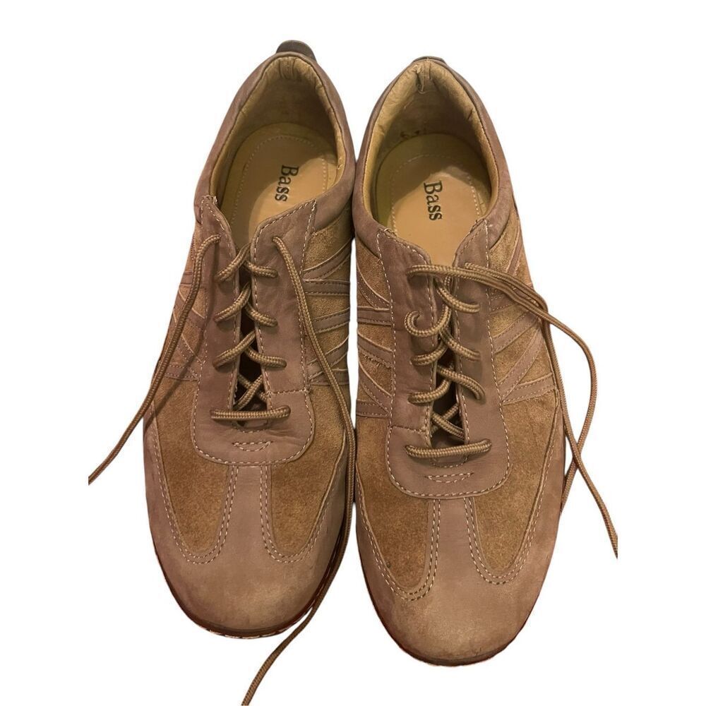 Bass Womens Brown Tan Lace Up Leather Hiphop Athletic Sneakers Shoes Size 9.5
